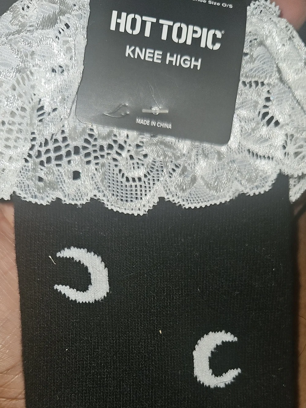 Crescent Moon Lace Ruffle Knee-High Socks